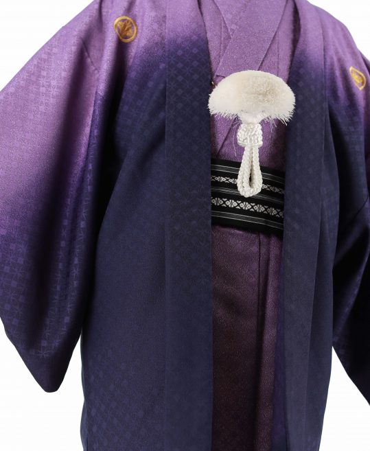 紋付袴レンタル・成人式・結婚式・卒業式|紫グラデーションに七宝ラメ[身長170cm対応]No.289